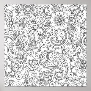 Abstract Poster voor paisleykleurige florale paisl