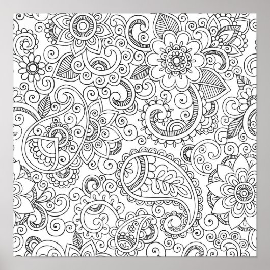 Abstract Poster voor paisleykleurige florale paisl (Voorkant)