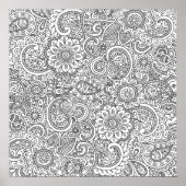 Abstract Poster voor paisleykleurige florale paisl (Voorkant)