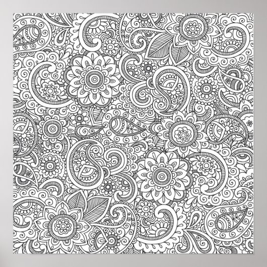 Abstract Poster voor paisleykleurige florale paisl (Voorkant)