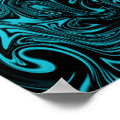 Abstract Poster voor Turquoise en Black Liquid Art (Hoek)