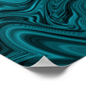 Abstract Poster voor Turquoise en Black Liquid Art (Hoek)