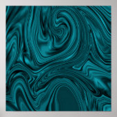 Abstract Poster voor Turquoise en Black Liquid Art (Voorkant)