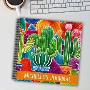 Abstract potlood cactussen vierkant met tekst Hoes Notitieboek