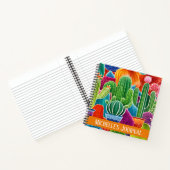 Abstract potlood cactussen vierkant met tekst Hoes Notitieboek (Binnen)