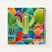 Abstract potlood cactussen vierkant met tekst Hoes Notitieboek (Achterkant)