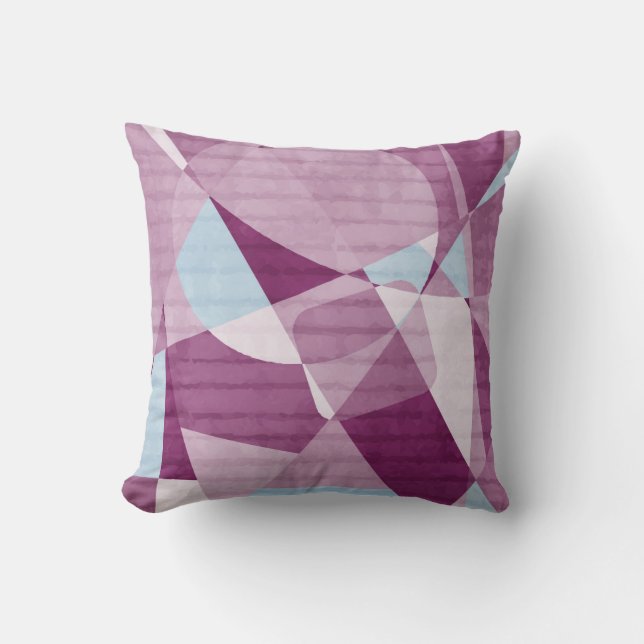 Abstract Powder blauw en Plum Pattern Kussen (Voorkant)