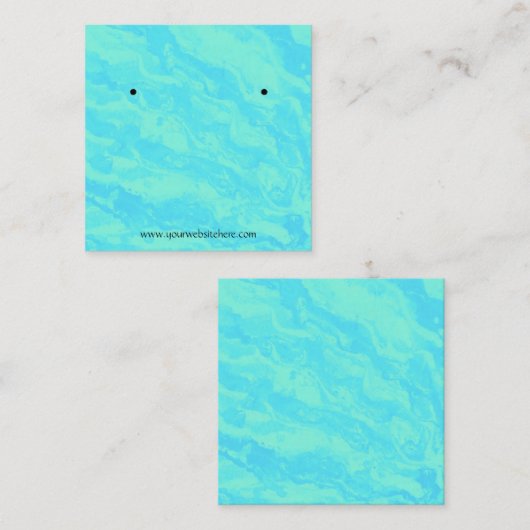 Abstract Print Seafoam Groene Oorbellen Display Ka Vierkante Visitekaartje (Voorkant / Achterkant)
