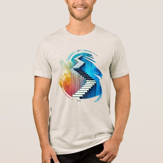 Abstract print T-shirt - trap naar multiversum (Voorkant)