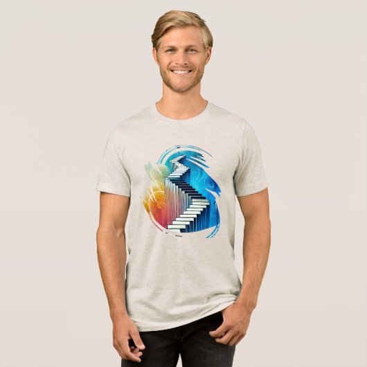 Abstract print T-shirt - trap naar multiversum (Voorkant volledig)