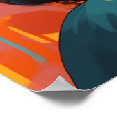 Abstract profiel jonge zwarte vrouw in Oranje I Poster (Hoek)