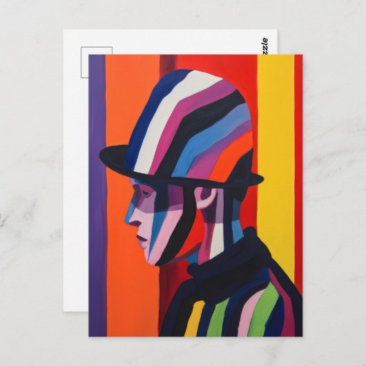 Abstract profiel met Bowler Pet Briefkaart (Voorkant / Achterkant)