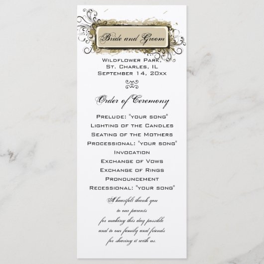 Abstract programma Floral Wedding Programmakaart (Voorkant)