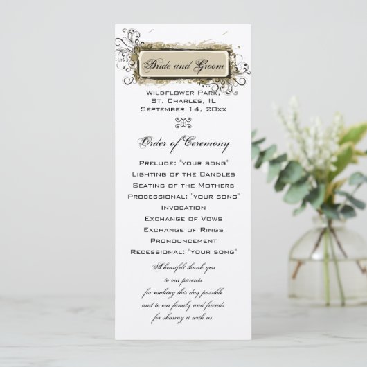 Abstract programma Floral Wedding Programmakaart (Staand voorkant)
