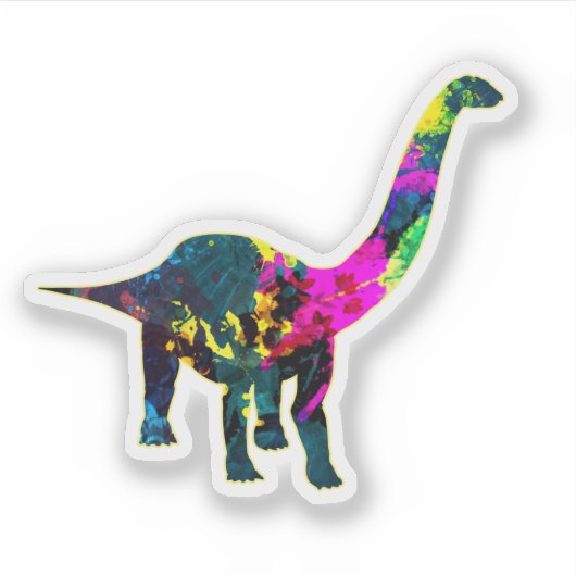 Abstract Psychedelic Dinosaur Brontosaurus Sticker (Voorkant)