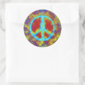 Abstract Psychedelic Fine Stropdas-Dye-vredesteken Ronde Sticker (Tas)