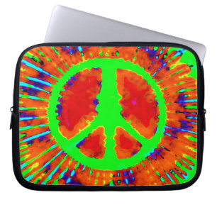 Abstract Psychedelic Stropdas-Dye Fine Peace-teken Laptop Sleeve