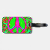 Abstract Psychedelic Stropdas-Dye Peace Sign Bagagelabel (Achterkant horizontaal)