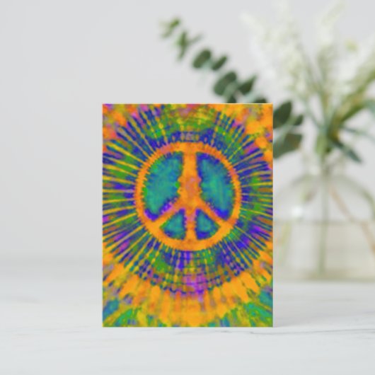 Abstract Psychedelic Stropdas-Dye Peace Sign Briefkaart (Staand voorkant)