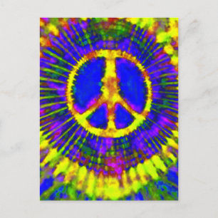 Abstract Psychedelic Stropdas-Dye Peace Sign Briefkaart