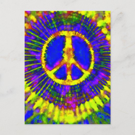 Abstract Psychedelic Stropdas-Dye Peace Sign Briefkaart (Voorkant)