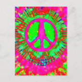 Abstract Psychedelic Stropdas-Dye Peace Sign Briefkaart (Voorkant)