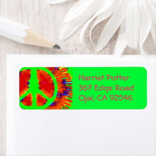 Abstract Psychedelic Stropdas-Dye Peace Sign Etiket (Insitu)