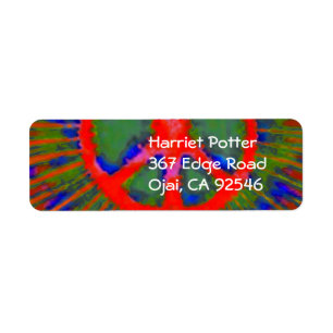 Abstract Psychedelic Stropdas-Dye Peace Sign Etiket