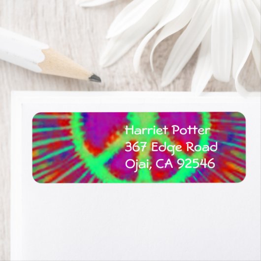 Abstract Psychedelic Stropdas-Dye Peace Sign Etiket (Insitu)