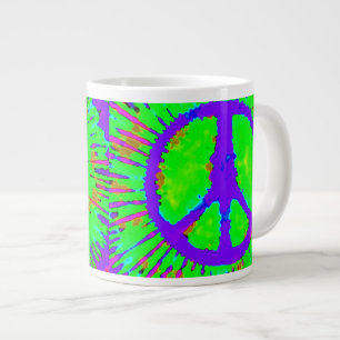 Abstract Psychedelic Stropdas-Dye Peace Sign Grote Koffiekop