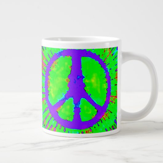 Abstract Psychedelic Stropdas-Dye Peace Sign Grote Koffiekop (Rechts)