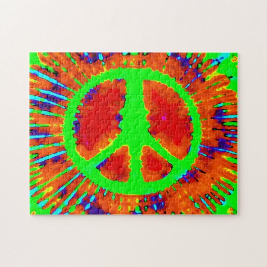 Abstract Psychedelic Stropdas-Dye Peace Sign Legpuzzel (Horizontaal)