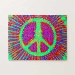 Abstract Psychedelic Stropdas-Dye Peace Sign Legpuzzel
