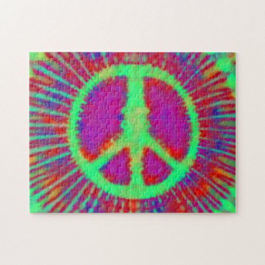 Abstract Psychedelic Stropdas-Dye Peace Sign Legpuzzel (Horizontaal)