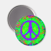 Abstract Psychedelic Stropdas-Dye Peace Sign Magneet (Voorkant / Achterkant)