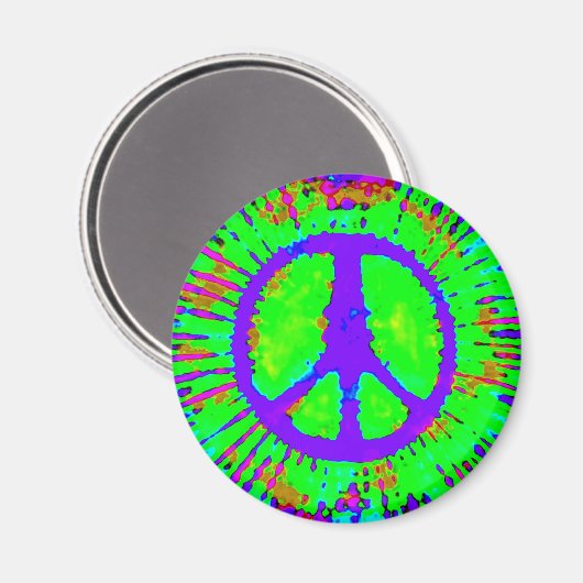 Abstract Psychedelic Stropdas-Dye Peace Sign Magneet (Voorkant / Achterkant)