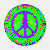 Abstract Psychedelic Stropdas-Dye Peace Sign Magneet (Voorkant)