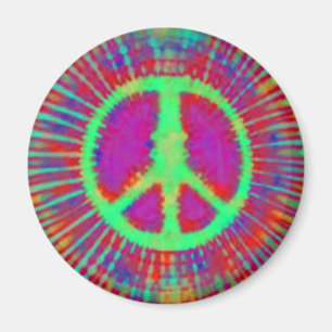 Abstract Psychedelic Stropdas-Dye Peace Sign Magneet