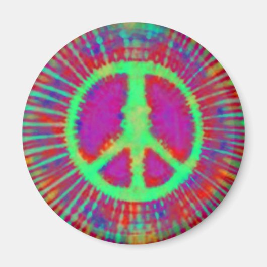 Abstract Psychedelic Stropdas-Dye Peace Sign Magneet (Voorkant)