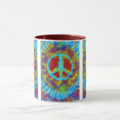 Abstract Psychedelic Stropdas-Dye Peace Sign Mok (Midden)