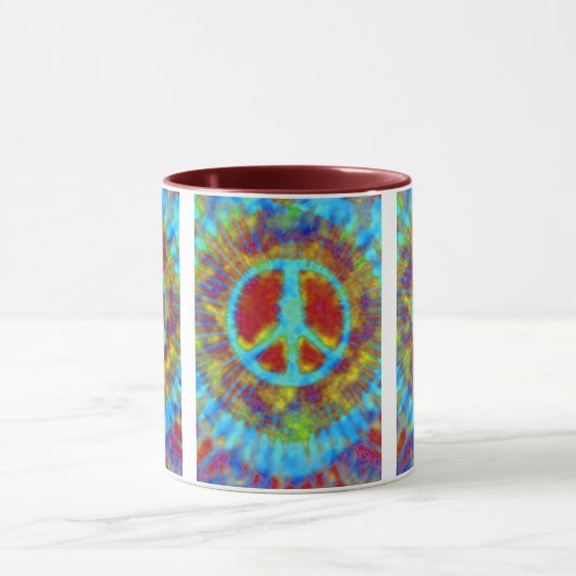 Abstract Psychedelic Stropdas-Dye Peace Sign Mok (Midden)