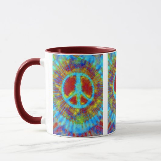 Abstract Psychedelic Stropdas-Dye Peace Sign Mok (Links)