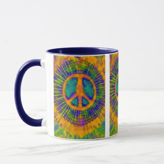 Abstract Psychedelic Stropdas-Dye Peace Sign Mok (Links)