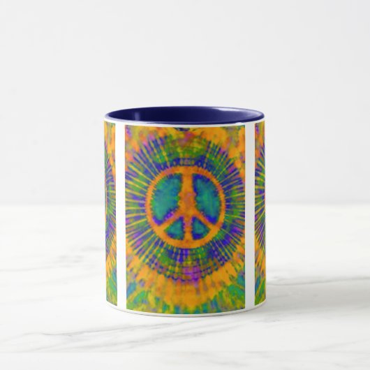 Abstract Psychedelic Stropdas-Dye Peace Sign Mok (Midden)