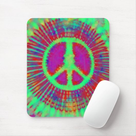 Abstract Psychedelic Stropdas-Dye Peace Sign Muismat (Met muis)