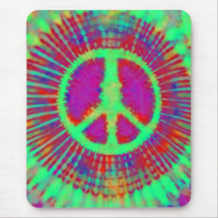 Abstract Psychedelic Stropdas-Dye Peace Sign Muismat