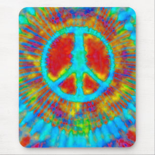 Abstract Psychedelic Stropdas-Dye Peace Sign Muismat
