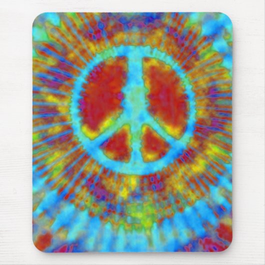 Abstract Psychedelic Stropdas-Dye Peace Sign Muismat (Voorkant)