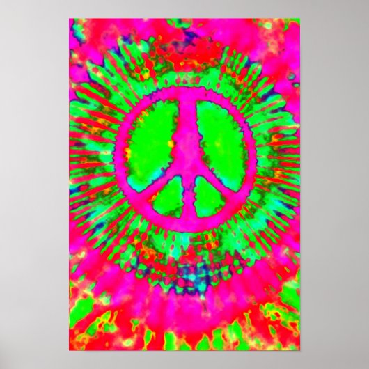 Abstract Psychedelic Stropdas-Dye Peace Sign Poster (Voorkant)