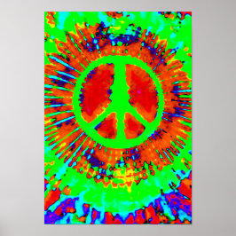 Abstract Psychedelic Stropdas-Dye Peace Sign Poster